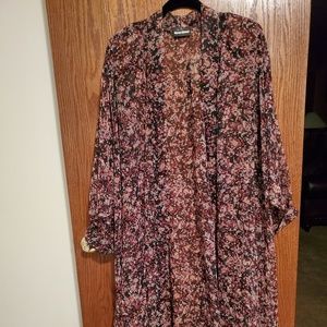 Multi color print duster style jacket